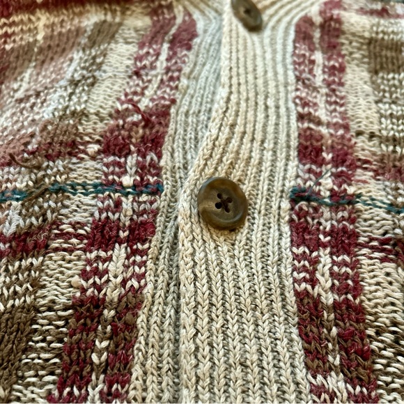 🪵🔥 Ralph Lauren vintage estate plaid cardigan hand knit silk linen - Picture 3 of 10